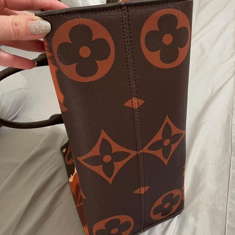 Brown and Tan Designer Tote Bag
